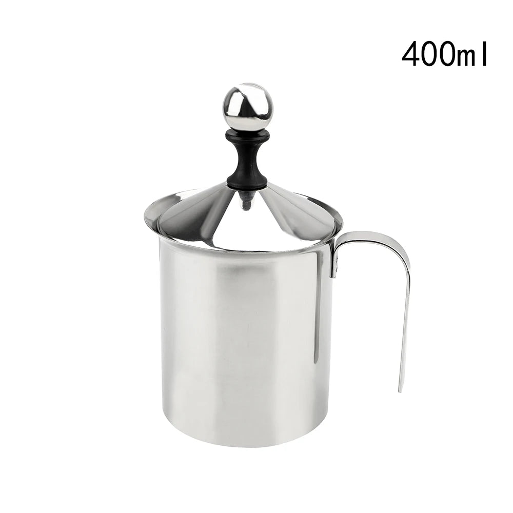 Manual Milk Frother 400/800ML - Double Mesh Coffee Foamer