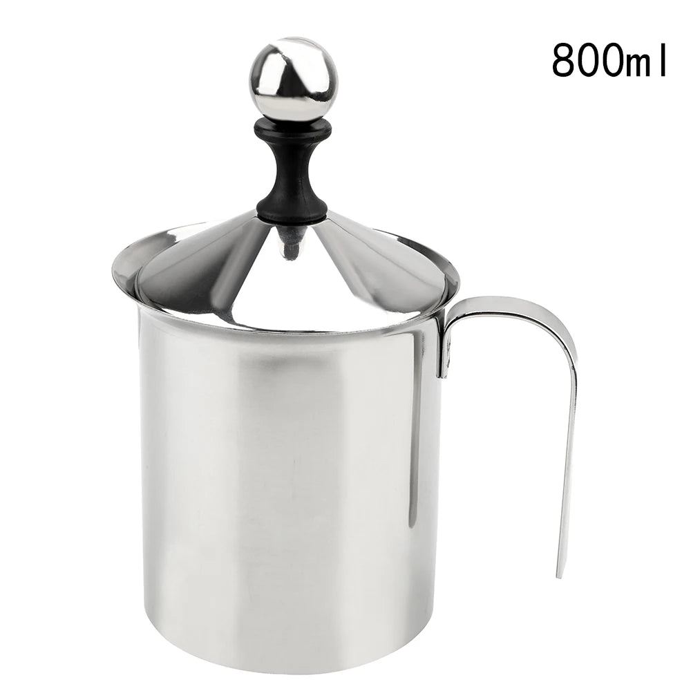 Manual Milk Frother 400/800ML - Double Mesh Coffee Foamer