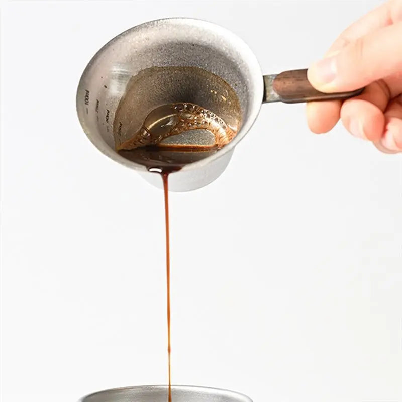 ABZS For Perfect Brewing Hand Brewed Coffee Filter With Handle And Graduation Markings Pure Titanium Espresso Measuring Cup