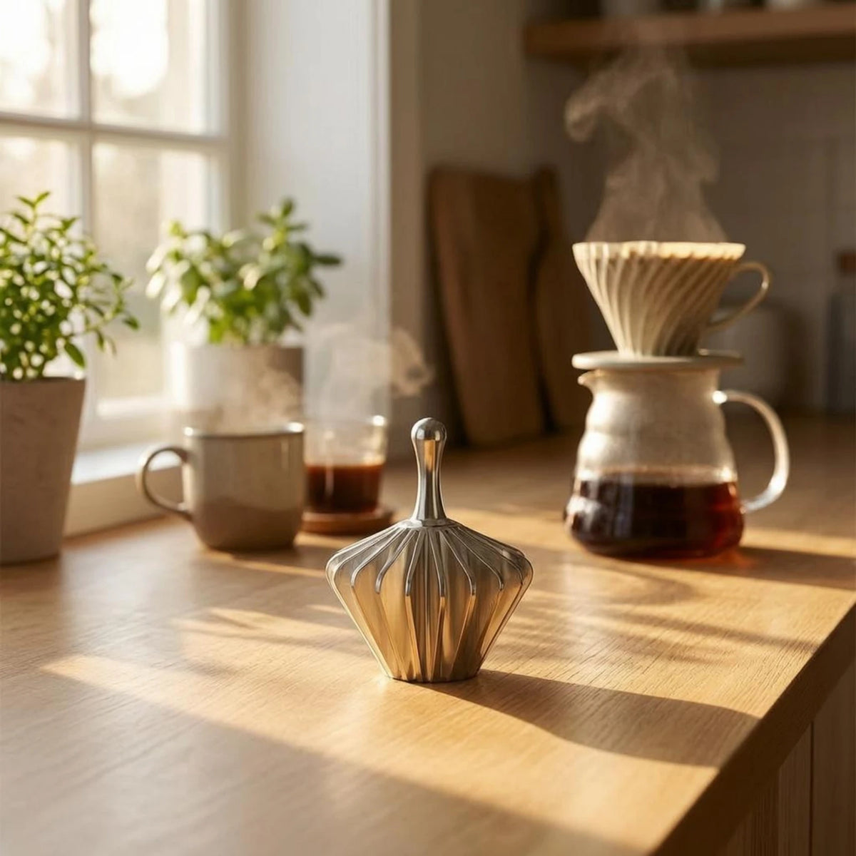 Aluminum Alloy Coffee Strainer Paper Presser Dripper Tamper Ribbed Paper Press for Brewing Coffee