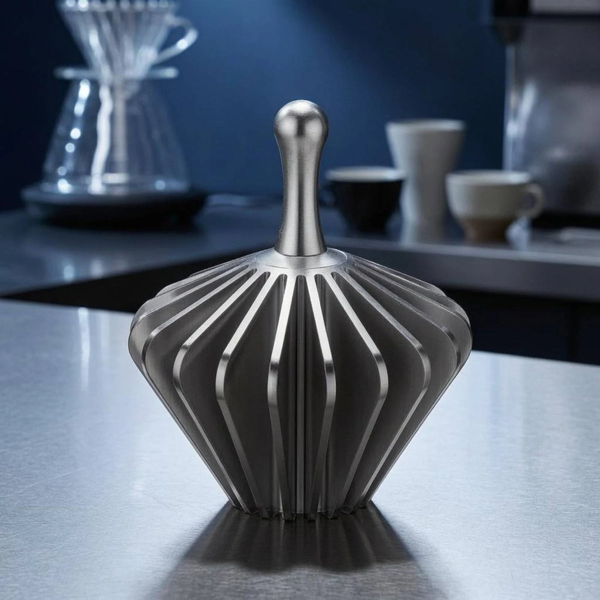 Aluminum Alloy Coffee Strainer Paper Presser Dripper Tamper Ribbed Paper Press for Brewing Coffee