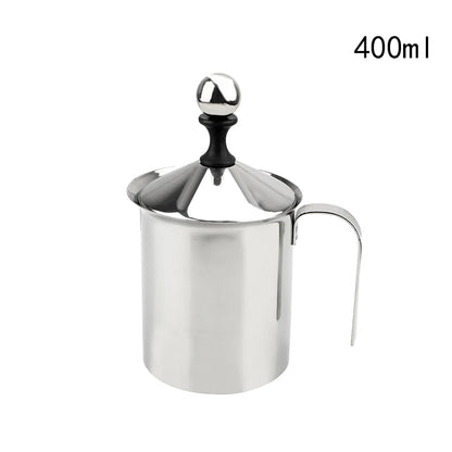 Manual Milk Frother 400/800ML - Double Mesh Coffee Foamer