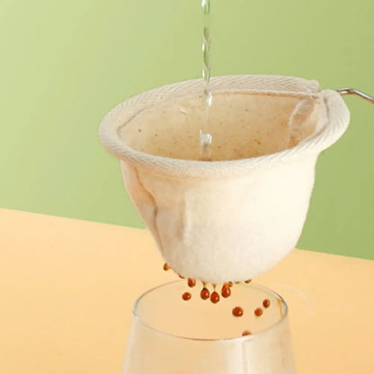 Flannel Cloth Coffee Filter Strainers Stainless Steel Handle Reusable Pour Over Coffee Dripper Fine Mesh Detachable