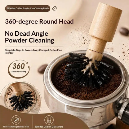 Coffee Portafilter Cleaning Brush Non-Shedding Bristles 50/55mm Wooden Handle for Home DIY Espresso Brewing Cleaning