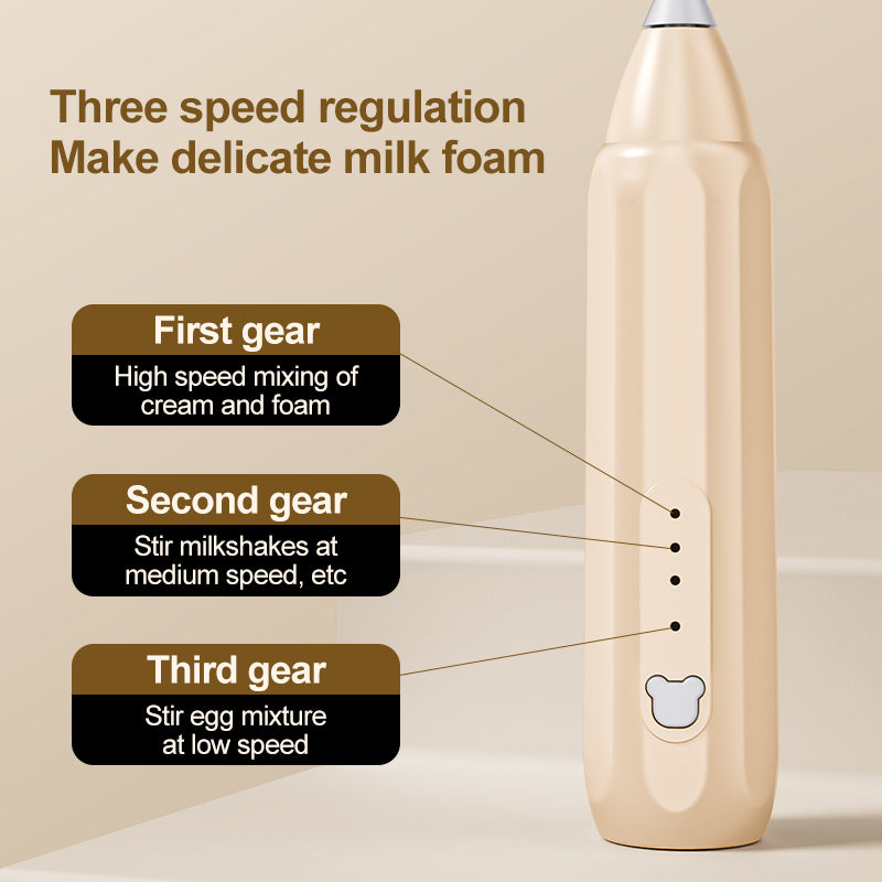 Milk Frother: MINI Coffee Frother USB Rechargeable 3-Speed Foam Maker