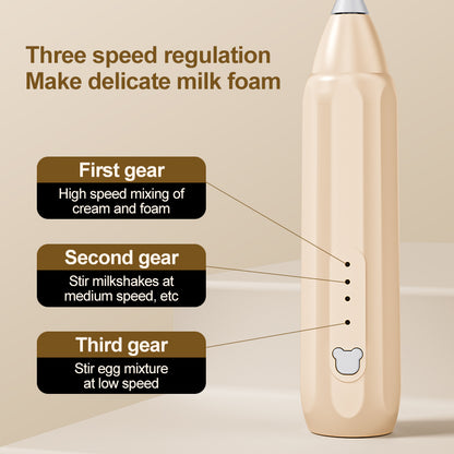 Milk Frother: MINI Coffee Frother USB Rechargeable 3-Speed Foam Maker