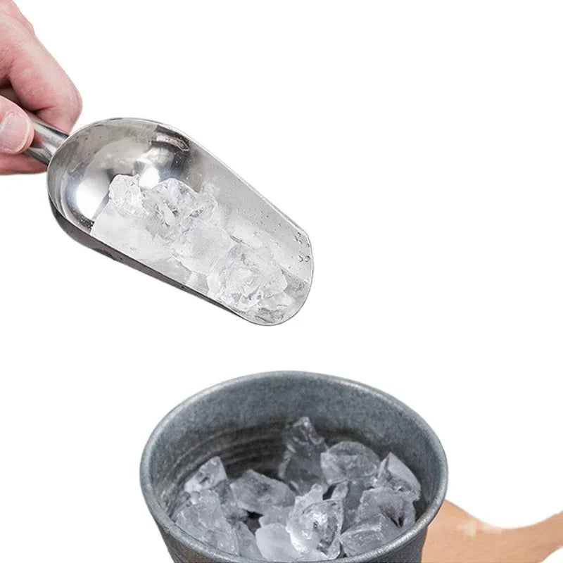 Stainless-Steel Ice Cube Scoop for Bar & Kitchen