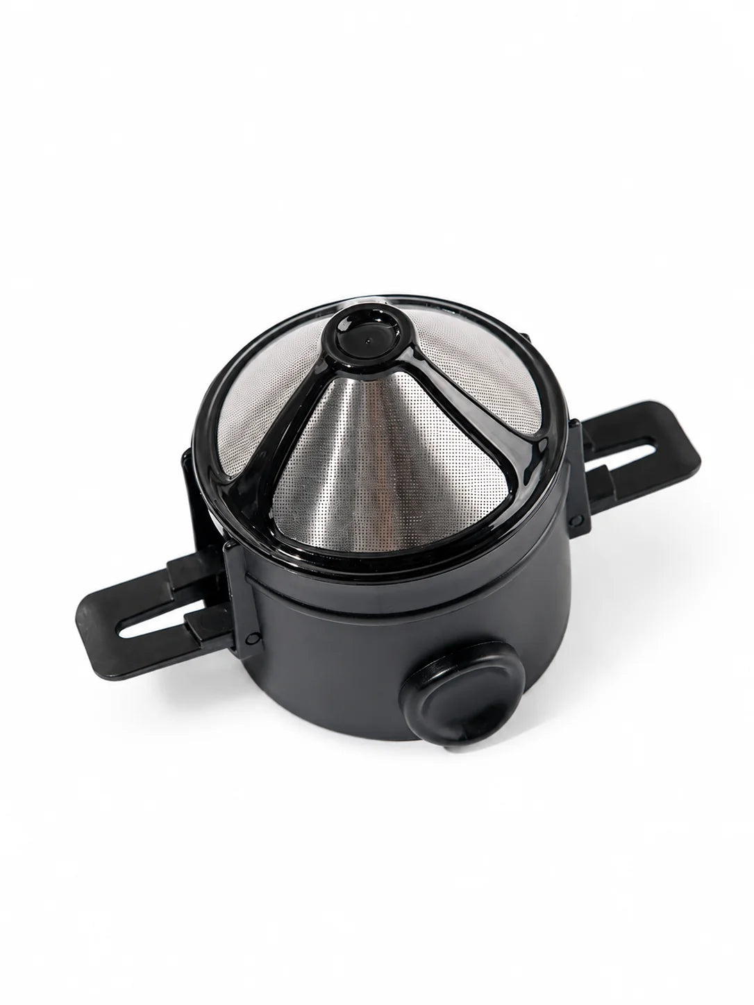 Reusable Coffee Filter Set with Double Layer Stainless Steel Mesh, Foldable Pour Over Dripper and Glass Cup for Coffee & Tea