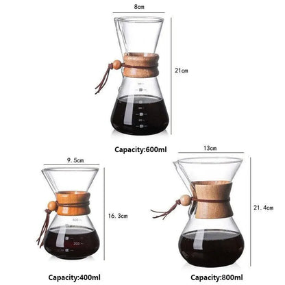 Glass Kettle with Steel Filter - Coffee Pour Over Dripper
