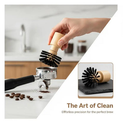 Coffee Portafilter Cleaning Brush Non-Shedding Bristles 50/55mm Wooden Handle for Home DIY Espresso Brewing Cleaning