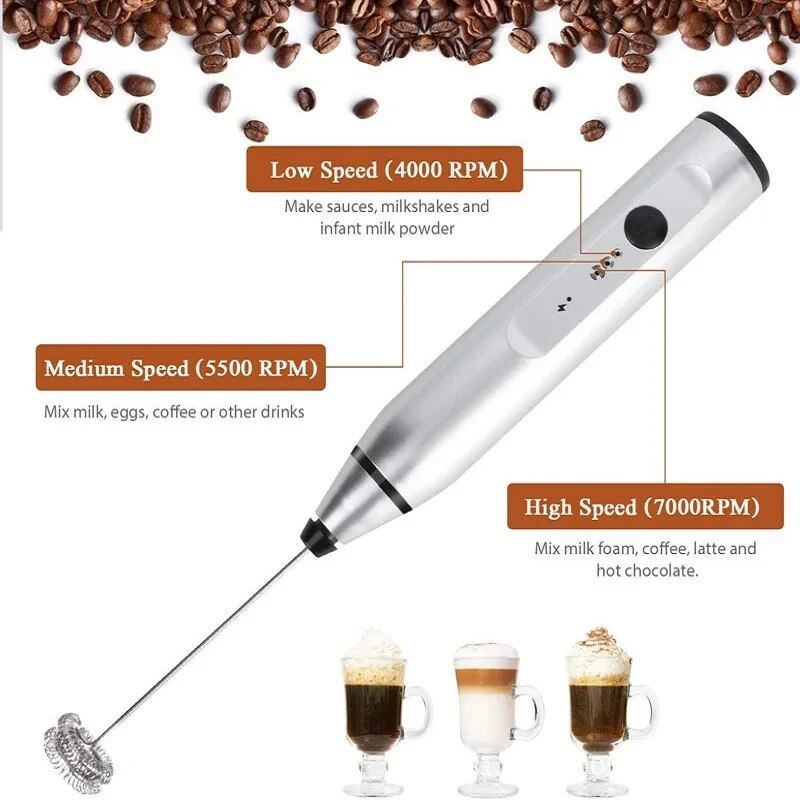 Portable Electric Milk Frother USB Handheld Blender