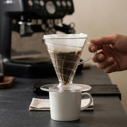 V30 Pour Over Coffee Dripper Set Transparent Resin Clear Coffee Filter Cup With Non Woven Filter Paper For Barista Home Office