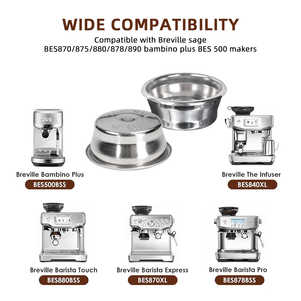 54mm Dual Wall Filter Basket Compatible with Breville sage BES870/875/880/878/890 bambino plus BES 500 Makers