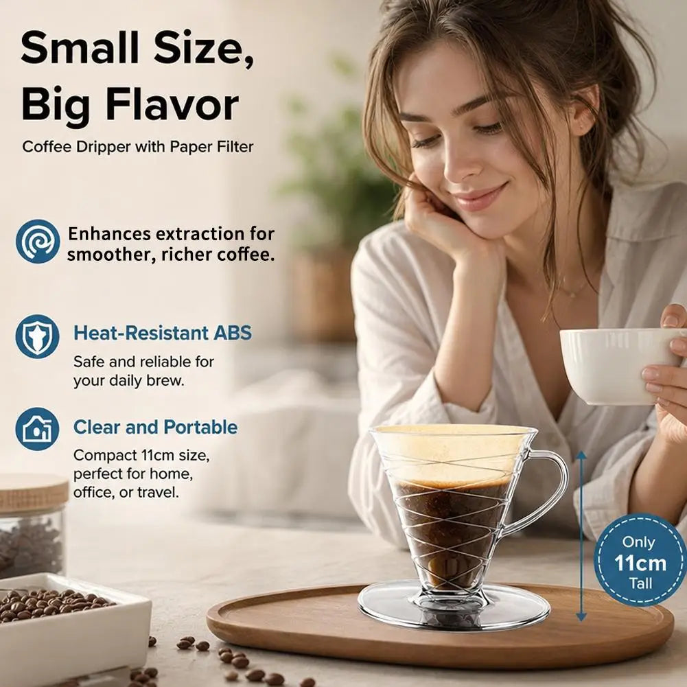 V30 Pour Over Coffee Dripper Set Transparent Resin Clear Coffee Filter Cup With Non Woven Filter Paper For Barista Home Office