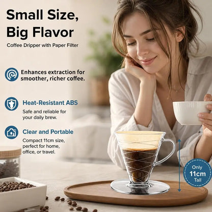 V30 Pour Over Coffee Dripper Set Transparent Resin Clear Coffee Filter Cup With Non Woven Filter Paper For Barista Home Office