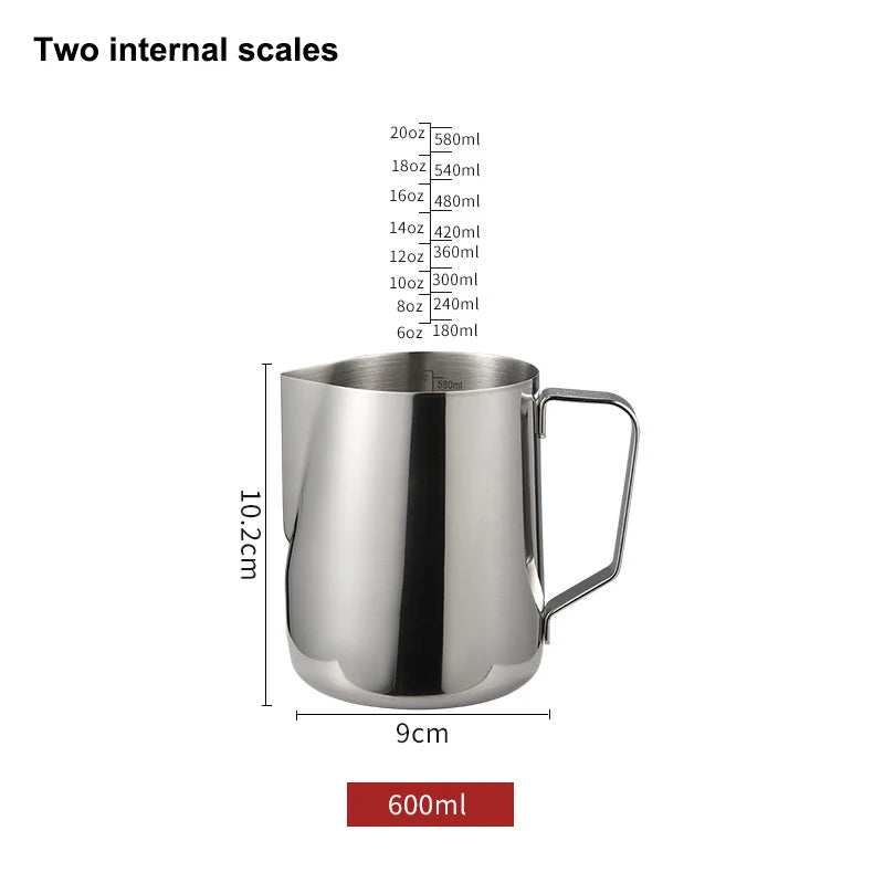 100ML-2000ML Stainless Steel Milk Frothing Pitcher Espresso Coffee Barista Craft Latte Cappuccino Cream Frothing Jug Pitcher