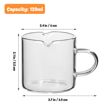 Glass Coffee Mugs - Double Spout Espresso Cups, Set of 2