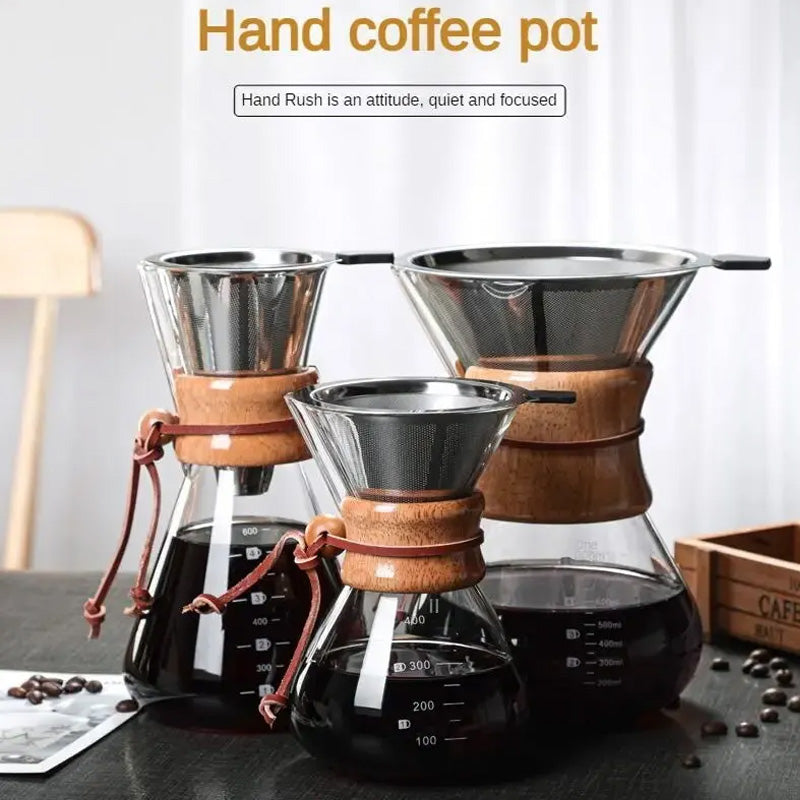 Glass Kettle with Steel Filter - Coffee Pour Over Dripper
