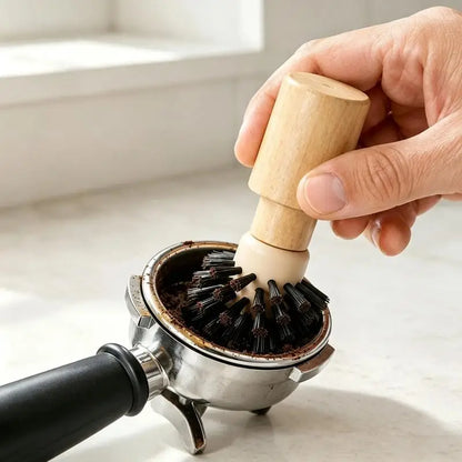 Coffee Portafilter Cleaning Brush Non-Shedding Bristles 50/55mm Wooden Handle for Home DIY Espresso Brewing Cleaning