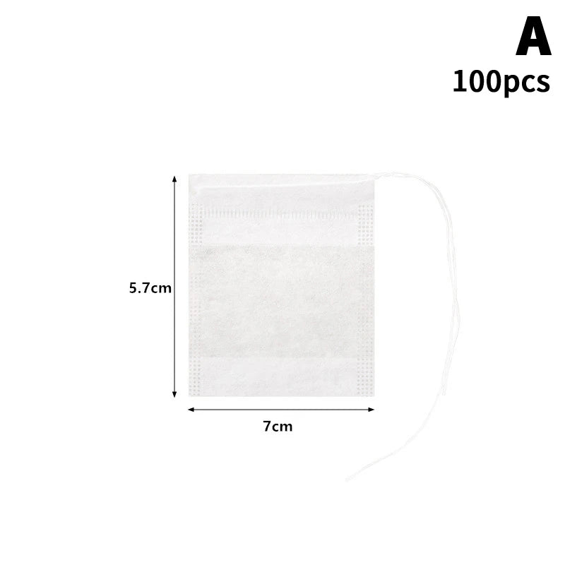 Disposable Teabags 100Pcs - Non-Woven Filter Bags with Drawstring