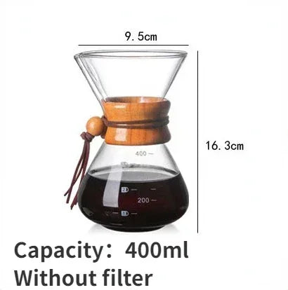 Glass Kettle with Steel Filter - Coffee Pour Over Dripper