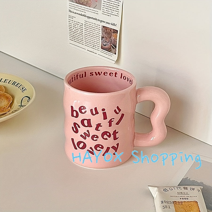 Coffee Mug: Ceramic Alphabet Mug 13.5oz - Unique Handle Coffee Cup Gift