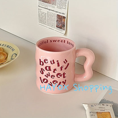 Coffee Mug: Ceramic Alphabet Mug 13.5oz - Unique Handle Coffee Cup Gift