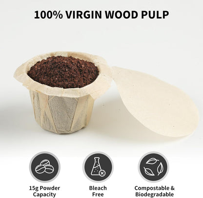 Disposable K Cup Coffee Filters - 100 Count, Unbleached, Genius Lid