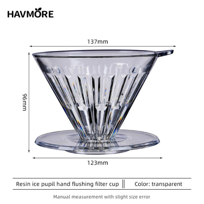 New Design Clear 1-4 Cups Slow Brewing Accessories Plastic Reusable Coffee Dripper Coffee Filter Cup Pour Over Coffee Maker
