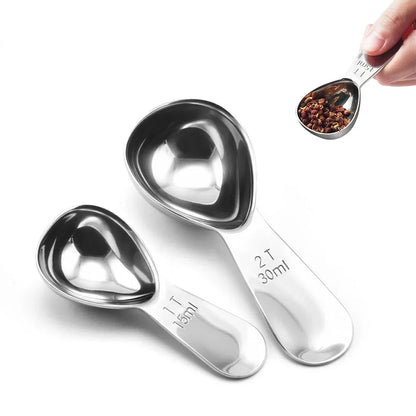 15ml/30ml Stainless Steel Coffee Measuring Scoop Coffee Scoop with Graduated Measuring Spoon Beans Tea Sugar Barista Tools