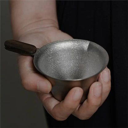 ABZS For Perfect Brewing Hand Brewed Coffee Filter With Handle And Graduation Markings Pure Titanium Espresso Measuring Cup