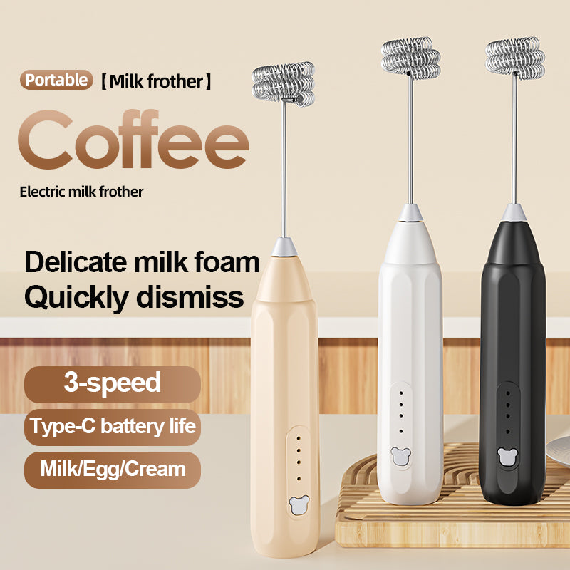 Milk Frother: MINI Coffee Frother USB Rechargeable 3-Speed Foam Maker