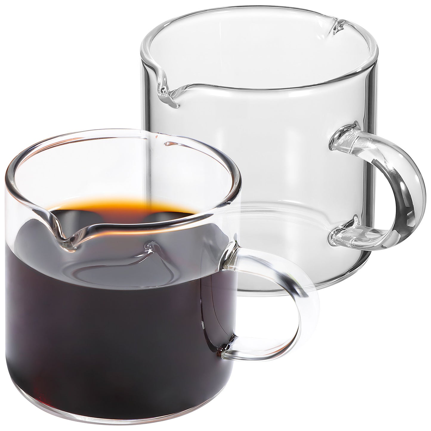 Glass Coffee Mugs - Double Spout Espresso Cups, Set of 2