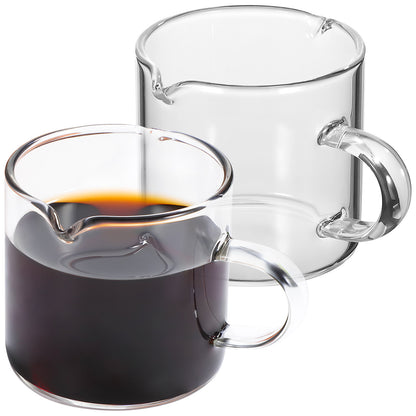 Glass Coffee Mugs - Double Spout Espresso Cups, Set of 2