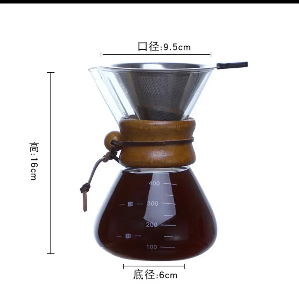 Glass Kettle with Steel Filter - Coffee Pour Over Dripper