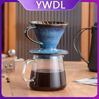 YWDL Ceramic Coffee Filter Cup Reusable Filters Coffee Maker V Style Funnel Dripper Filter Cup Coffee Accessories