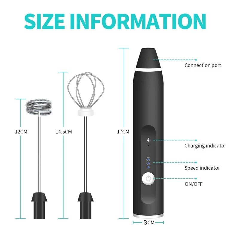 Portable Electric Milk Frother USB Handheld Blender