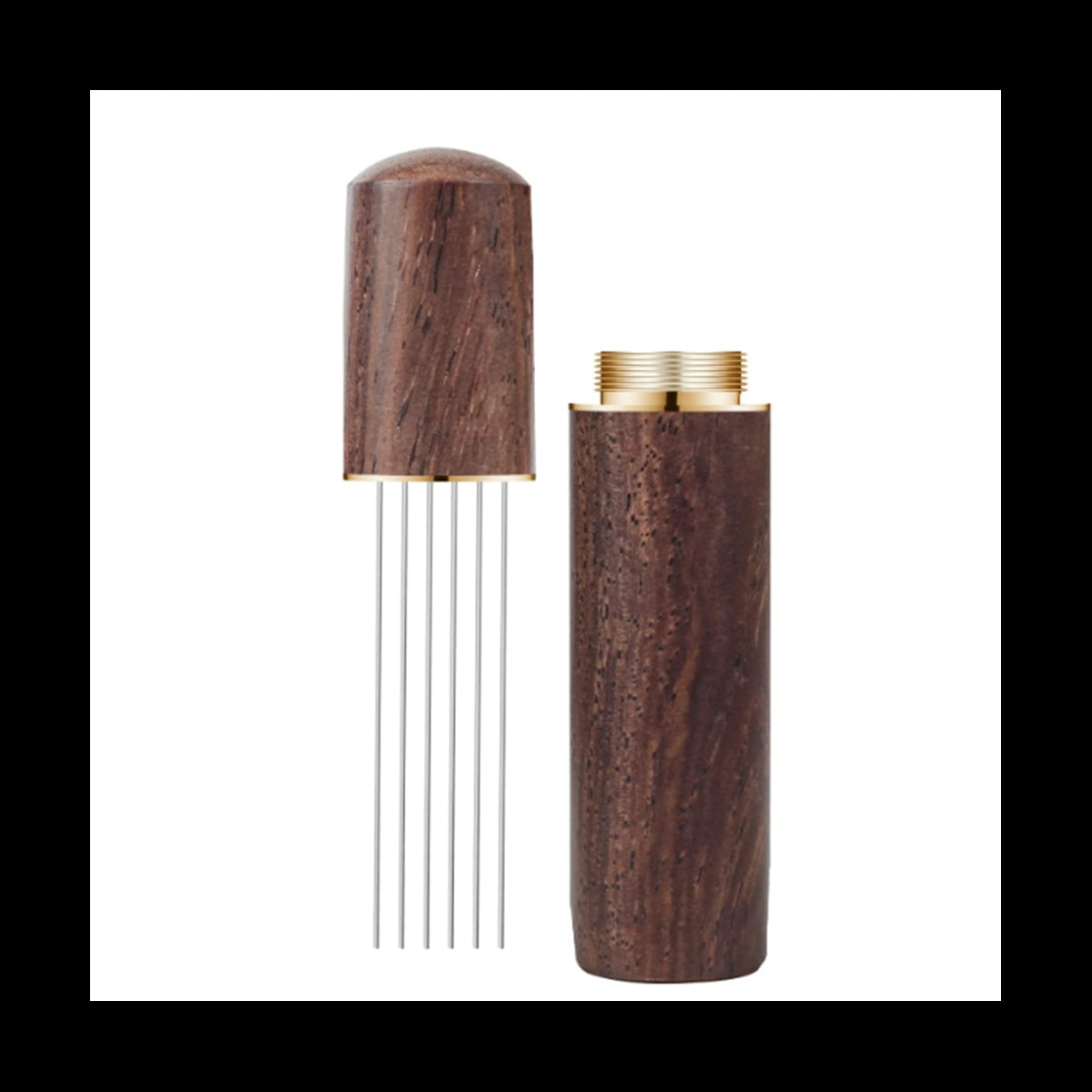 Coffee Stirrer Tool - 6 Needle Walnut, Portable & Precise