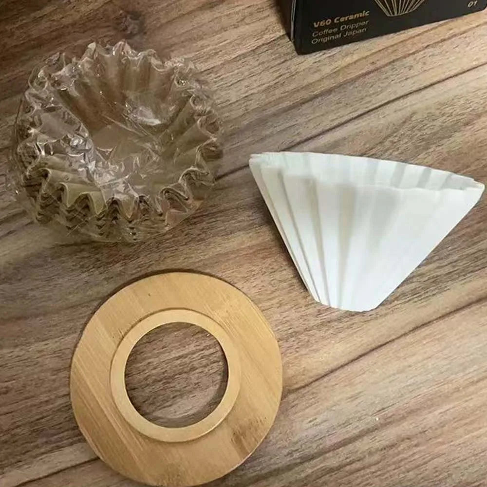 3pcs/set Ceramic Coffee Dripper Pour Over Coffee Maker Handmade Origami Coffee Filter Cup Flower Shape Funnel Drip Cafe Cake Cup