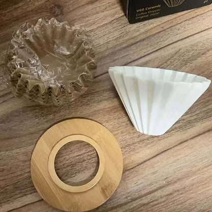 3pcs/set Ceramic Coffee Dripper Pour Over Coffee Maker Handmade Origami Coffee Filter Cup Flower Shape Funnel Drip Cafe Cake Cup