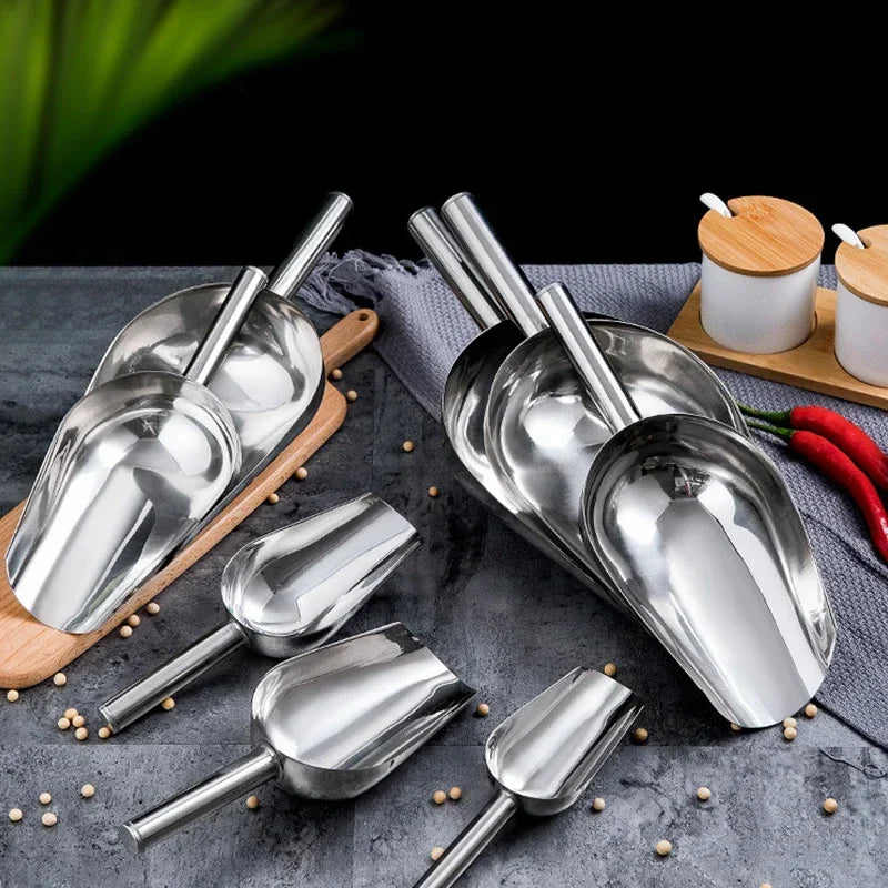 Stainless-Steel Ice Cube Scoop for Bar & Kitchen