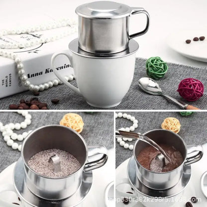 Stainless Steel Coffee Filter Infuse Cup Vietnamese Coffee Dripper Maker Pot Portable Coffee Drip Strainer Kitchen Tools 1PC.