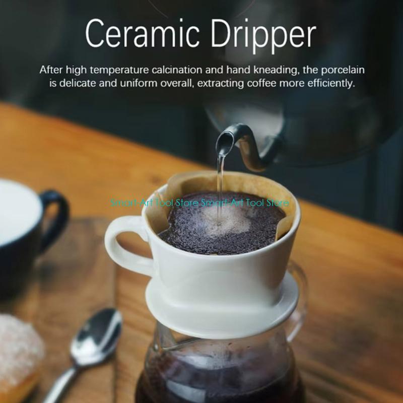 Coffee Dripper: Ceramic Coffee Filter Cup - Reusable Conical Dripper
