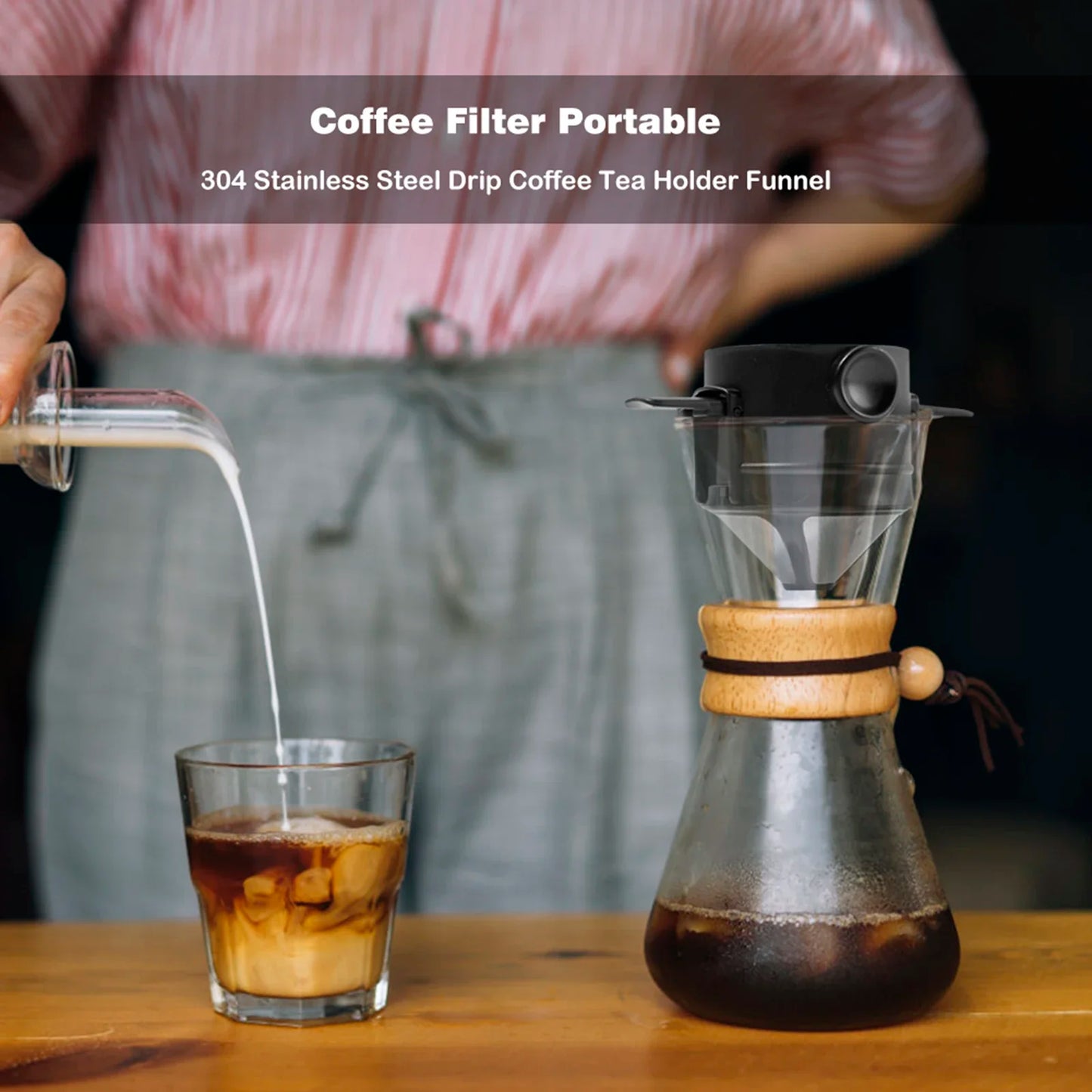 2PCS Folding Hand Brewed Coffee Filter Coffee Dripper Cone for Drip Coffee and Tea with Stainless Steel Tea Filter Holder