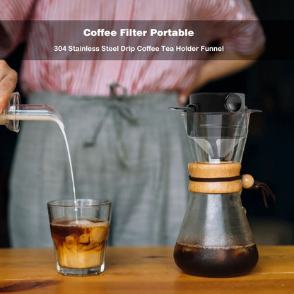 2PCS Folding Hand Brewed Coffee Filter Coffee Dripper Cone for Drip Coffee and Tea with Stainless Steel Tea Filter Holder