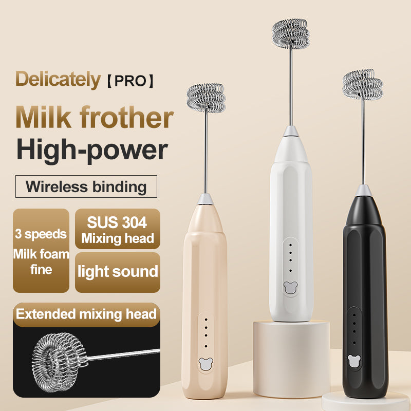 Milk Frother: MINI Coffee Frother USB Rechargeable 3-Speed Foam Maker