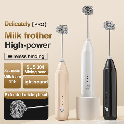Milk Frother: MINI Coffee Frother USB Rechargeable 3-Speed Foam Maker