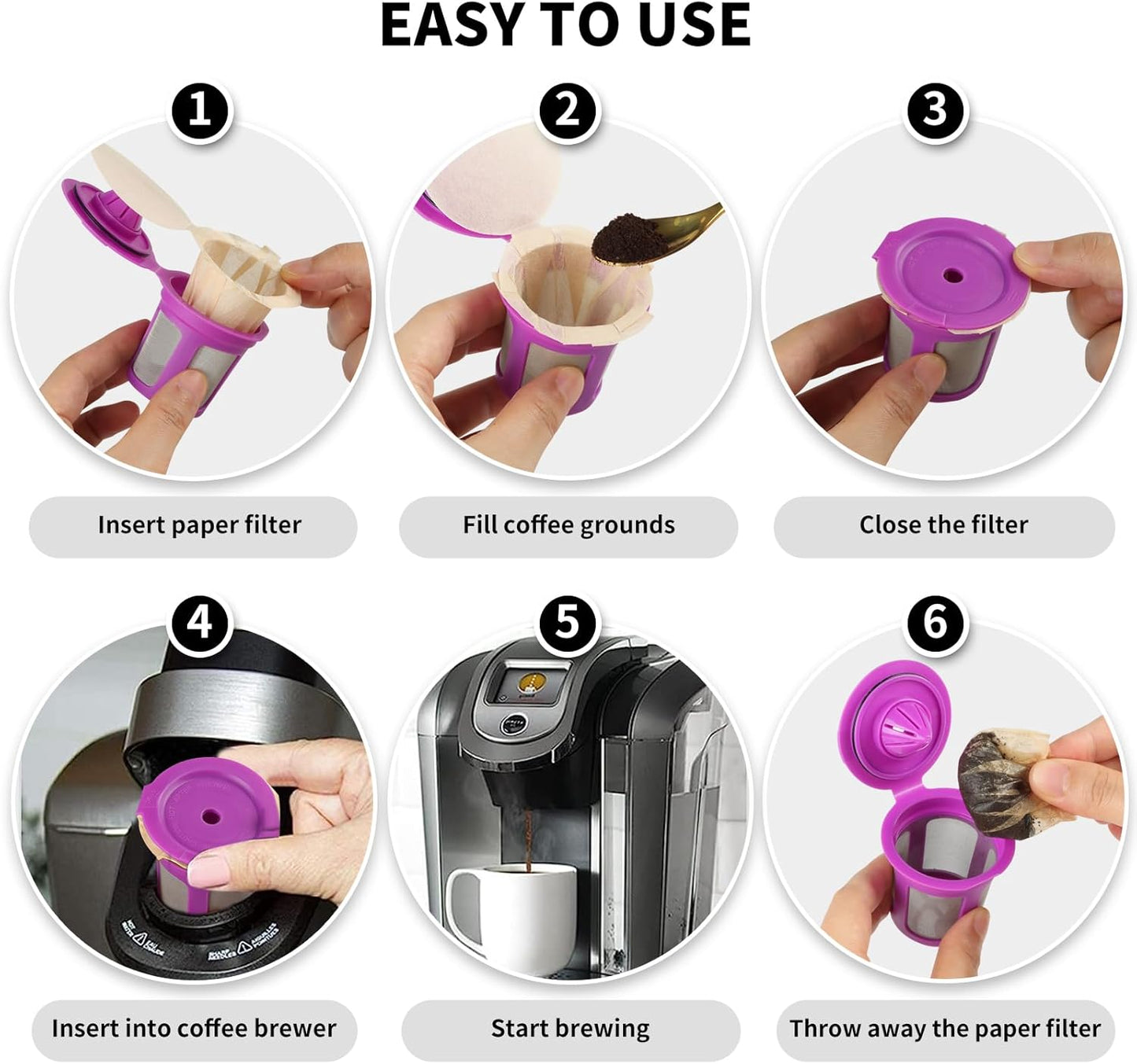 Disposable K Cup Coffee Filters - 100 Count, Unbleached, Genius Lid