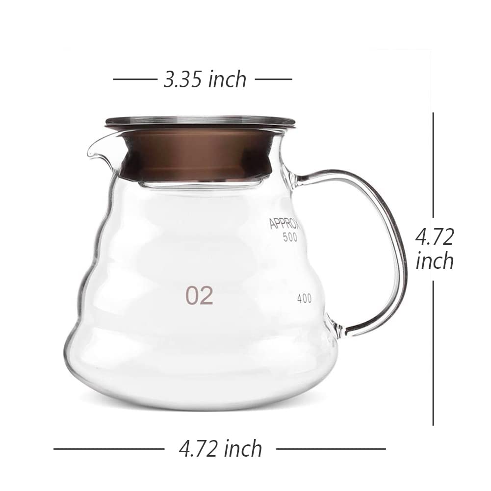 Leeseph Coffee Carafe - 350/600ml Glass Kettle with Lids