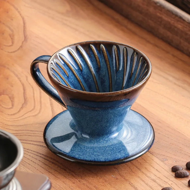 YWDL Ceramic Coffee Filter Cup Reusable Filters Coffee Maker V Style Funnel Dripper Filter Cup Coffee Accessories